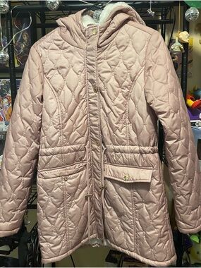 Riley & James Girls Quilted Hooded Puffer Jacket in Blush Pink Size M